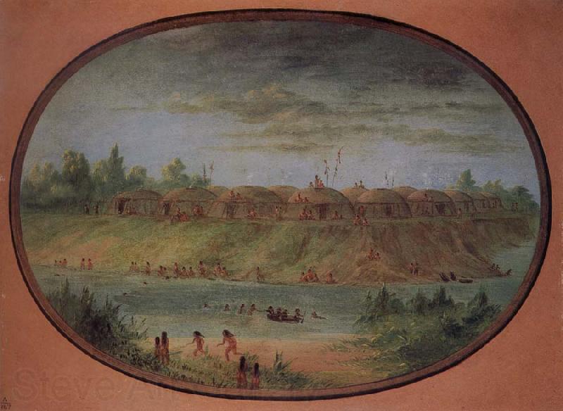 George Catlin Minnetarree Village Seen Miles above the Mandans on the Bank of the Knife River France oil painting art